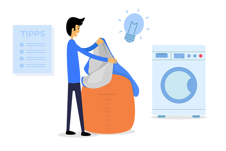 Pflegetipps fuer XXL Sitzsack, Riesenkissen, Sitzkissen und Bodenkissen